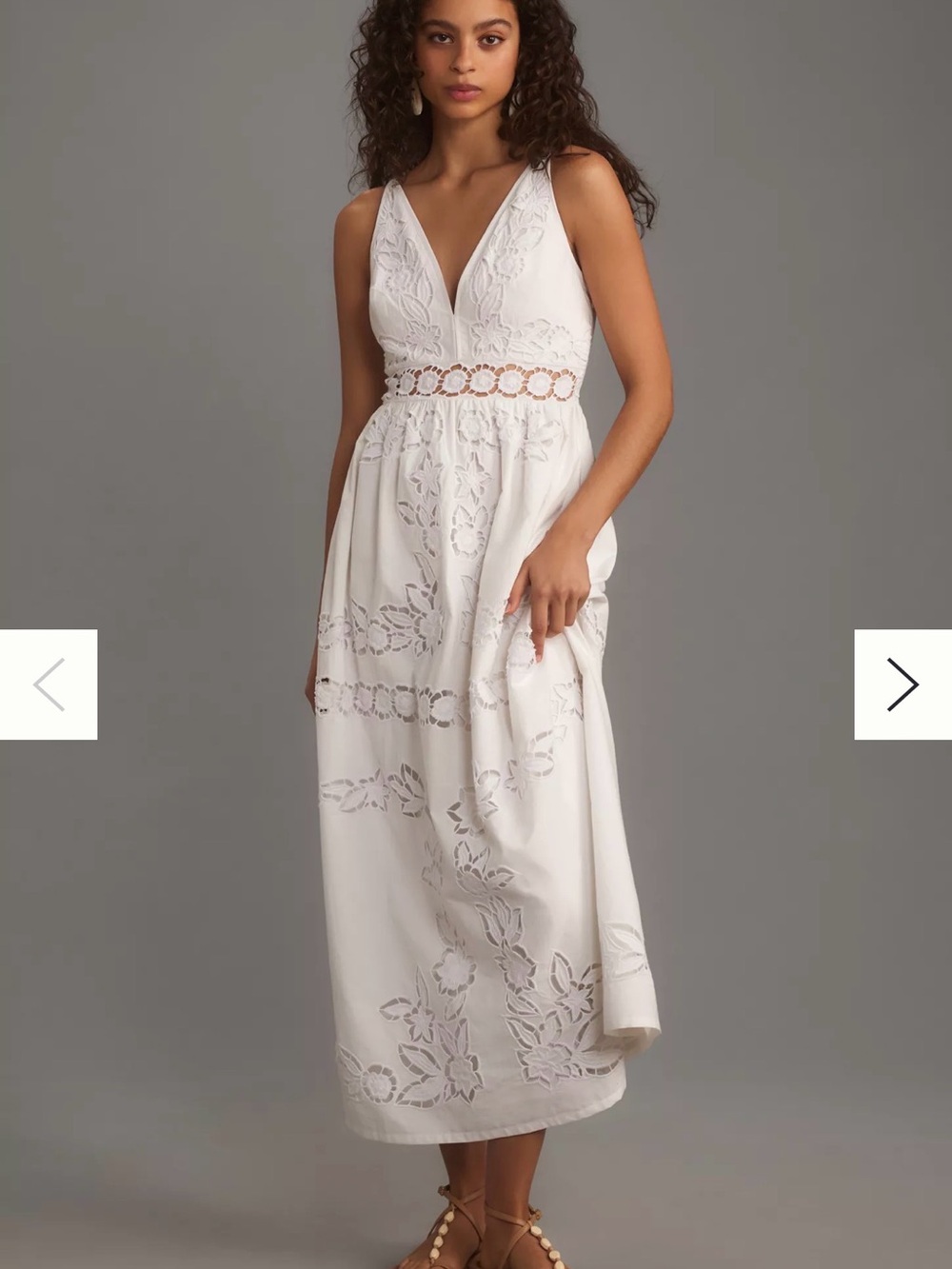 NWT Vineet Bahl Sleeveless V-Neck Floral Cutwork Midi Dress